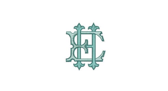Antique E H  Monogram or H E  -  Machine Embroidery File design - 3x3 inch hoop - Vintage Monogram Design