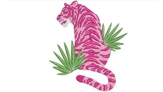 Tiger Embroidery Design - Pink Tiger  Machine Embroidery File design 6x10 inch hoop - Chinoiserie Tiger - instant download