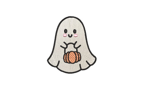 Ghost Embroidery Design - Ghost Pumpkin Lantern Machine Embroidery File design 4x4 inch hoop - Halloween - instant download