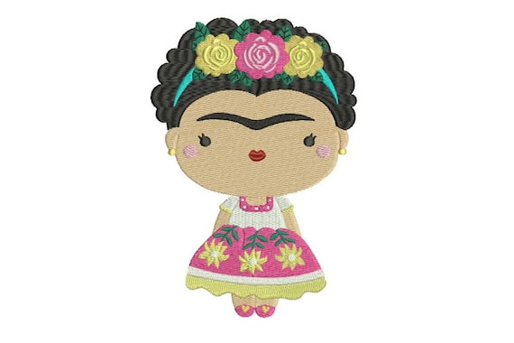 Mexican Doll With Flower Crown Machine Embroidery File design 5x7 hoop Embroidery Patch - instant download