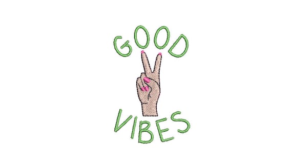 Peace Hand - Good Vibes - Urban Modern - Machine Embroidery File design - 7cm tall - 4x4 inch hoop