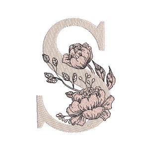 Carta S con flores Machine Embroidery File design - 5 x 7 pulgadas hoop - Monogram design