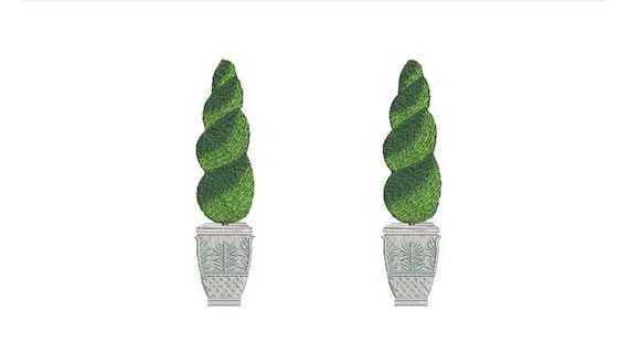 Topiary Chinoiserie Embroidery - Topiary Tree Frame - Hamptons Pot Plant - Machine Embroidery File design - 5x7 inch hoop - Instant Download