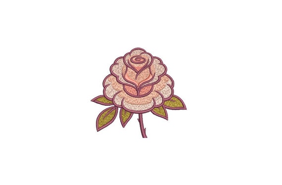 Peach Rose Machine Embroidery File design - 4 x 4 inch hoop - Rosette - Rose Silhouette