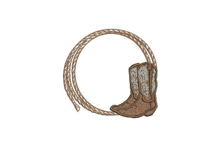Cowboy Rope and Boots Machine Embroidery File design - 4x4 inch hoop ...