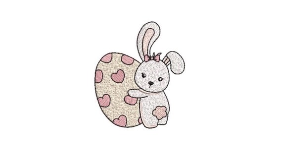 Bunny Heart Egg - Machine Embroidery File design 4 x 4 inch hoop - Easter Embroidery Design
