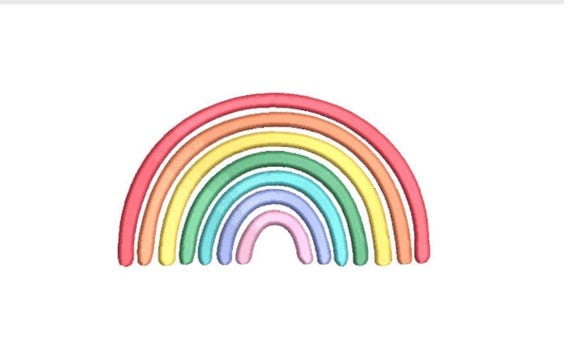 Rainbow Drawing - Machine Embroidery File design - 5x7 inch hoop - Monogram Frame - Satin Stitch Rainbow Embroidery Design
