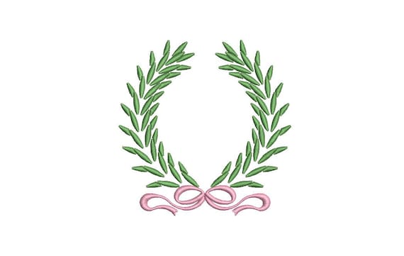 Laurel Bow Wreath Monogram Frame Machine Embroidery File design 4x4 inch hoop