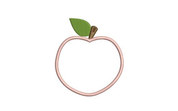 Peach Appliqué Machine Embroidery File design - 4 x 4 inch hoop - Instant Download