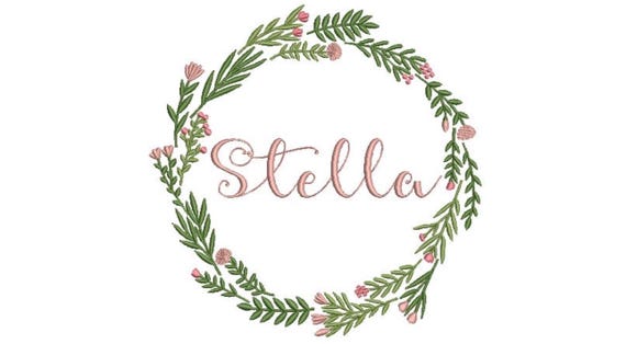 Simple Flower Wreath Wreath Embroidery - Machine Embroidery File - design 8x8 inch hoop - Monogram frame