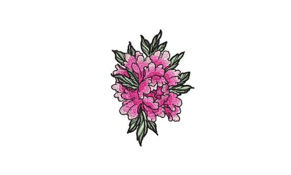 Peony Shaded Machine Embroidery File design 4 x 4 inch hoop - Peony Flower Design - Digital Download