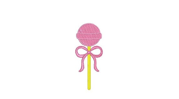 Lollipop Ribbon Bow Embroidery Design - Machine Embroidery Instant Download File - Coquette Bow - 4x4 inches