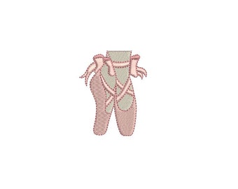 Machine Embroidery File Pointe Shoes - Mini Ballet Slippers Machine Embroidery File design 4x4 hoop - 6cm