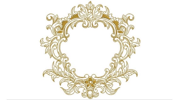 Baroque Flower Frame Embroidery Design - Machine Embroidery File - design 8x8 inch hoop - Monogram frame