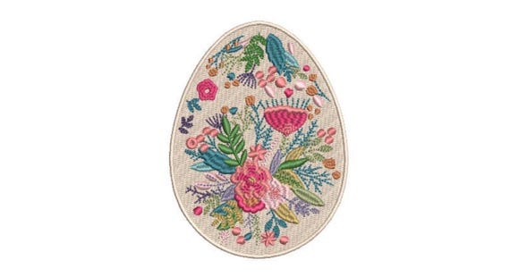 Easter Floral Egg Machine Embroidery File design - 4 x 4 inch hoop - instant download