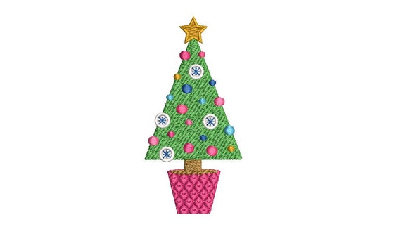 Chinoiserie Xmas Tree - Machine Embroidery File design - 4 x 4 inch hoop - Christmas Tree Embroidery