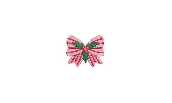Mini Xmas Bow Christmas Embroidery - Machine Embroidery File design - 4x4 inch hoop - 2 inches Bow - Christmas Embroidery Design