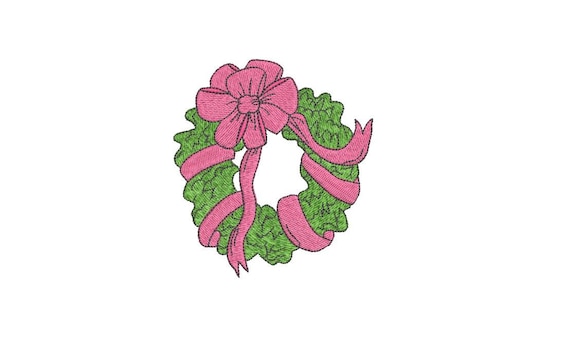 Simple Bow Wreath Christmas Embroidery - Machine Embroidery File design - 4x4 inch hoop - Christmas Embroidery Design