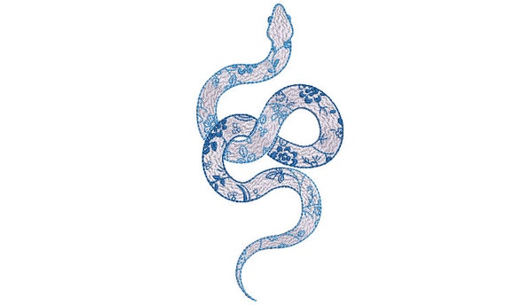 Chinoiserie Snake Embroidery Design - Machine Embroidery File design - 5x7 inch hoop - instant download
