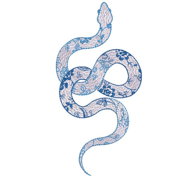 Chinoiserie Snake Embroidery Design - Machine Embroidery File design - 5x7 inch hoop - instant download