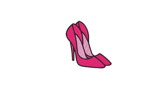 Pink High Heels Machine Embroidery File design - 3x3 inch hoop - Pink Shoes Embroidery Instant Download