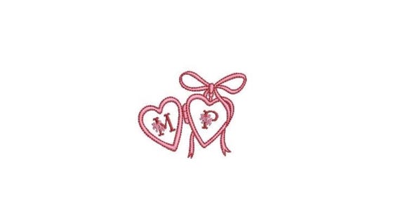 Valentine Bow Heart Locket Mini Monogram Frame - Machine Embroidery File design -  2 x 2.5 inches - Letters Not Included - 3x3 inch hoop