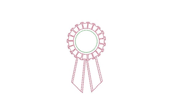 Rosette Badge Machine Embroidery File design - 4 x 4 inch hoop - Monogram Design - Bow embroidery Design