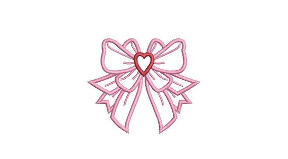 Applique Heart Bow Machine Embroidery File design 4x4 hoop - Digital Download Embroidery File