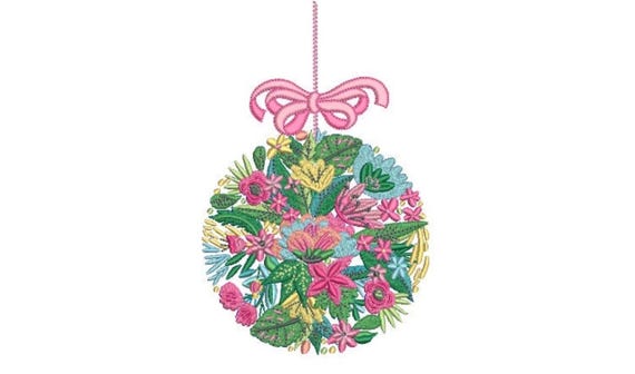 Floral Pomander Embroidery - Machine Embroidery File - design 5x7 inch hoop - Flower Ornament Design