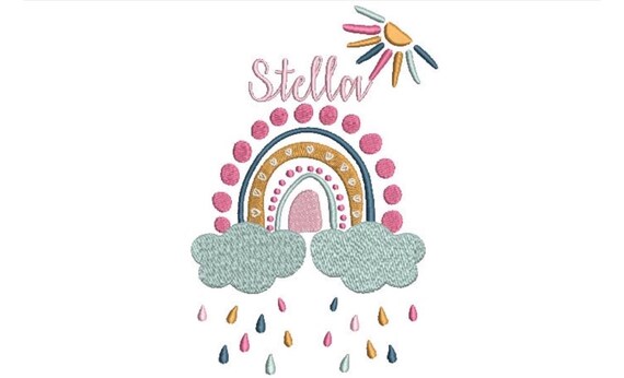 Rainbow Sun Machine Embroidery File design  - 5 x 7 inch hoop sideways - Rainbow Embroidery Design