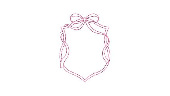 Bow Monogram Frame - Machine Embroidery File design - 4x4 inch hoop - Bow Emblem Three