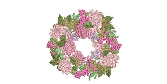 Wedding Embroidery Design - Peony Grape Vine Wreath - Machine Embroidery File design  - 5 x 7 inch hoop - instant download