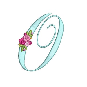 Pretty Rose Script LETTER O Machine Embroidery File design - 5 x 7 pulgadas hoop - Monogram design