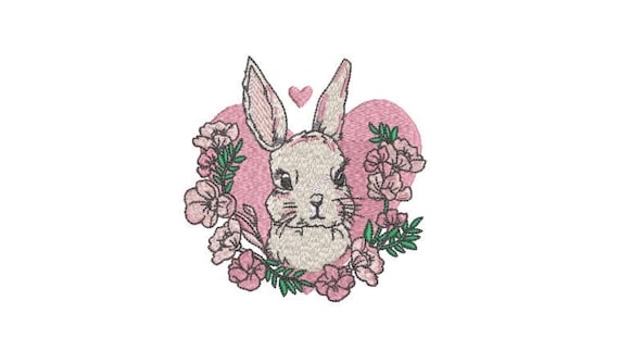 Bunny Rabbit Heart Machine Embroidery File design - 4x4 inch hoop - Easter Embroidery Design