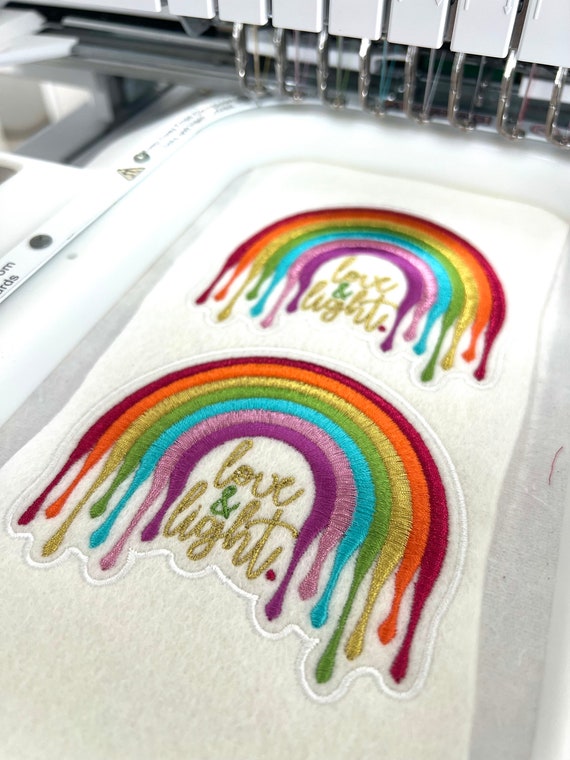 Love & Light Rainbow Patch - Machine Embroidery File design - 4x4 inch hoop - Monogram Frame - Rainbow Embroidery Design