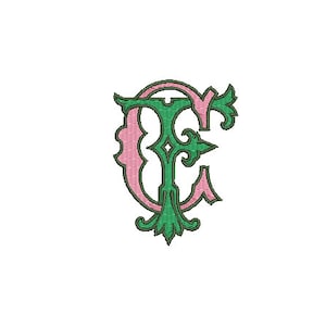 Antique C F Monogram or F C  -  Machine Embroidery File design - 3x3 inch hoop - Vintage Monogram