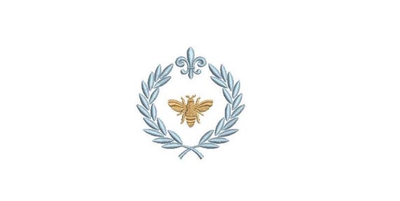 French Bee Laurel embroidery - Machine Embroidery File design - 3 x 3 inch hoop - instant download