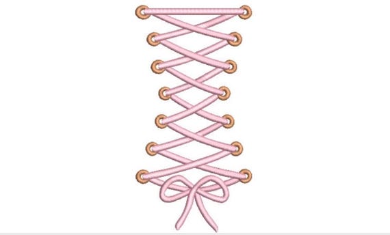 Corset Tie Bow Machine Embroidery File design - 5x7 inch hoop - instant download - 13x18cm hoop