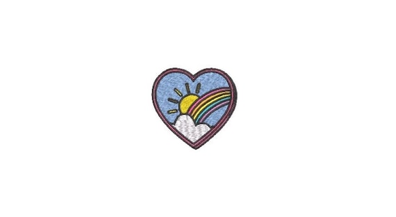 Heart Rainbow Sun Machine Embroidery File design 4 x 4 inch hoop - 2 inches Mini