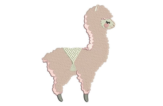 Pink Llama Alpaca Machine Embroidery File design 5x7 inch hoop - instant download