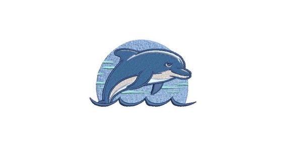 Dolphin Machine Embroidery File design - 4x4 inch hoop - Beach Design - Ocean Embroidery - Summer Vacation Embroidery
