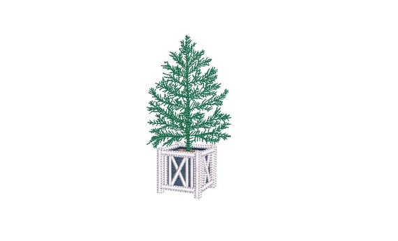 Hamptons Xmas Tree - Machine Embroidery File design - 4 x 4 inch hoop - Christmas Tree Embroidery