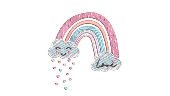 Love Rainbow Machine Embroidery File design  - 5 x 7 inch hoop sideways - Rainbow Embroidery Design