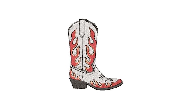 Cowboy Flames Boots Machine Embroidery File design - 4x4 inch hoop - Western Boot Embroidery Download