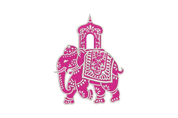 Chinoiserie Chic Monogram Elephant Machine Embroidery File design 5x7 hoop