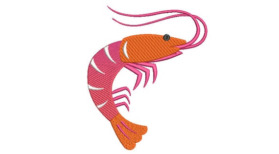 Prawn Machine Embroidery File design - 6 x 10 inch hoop - Shrimp Embroidery Design Instant Download