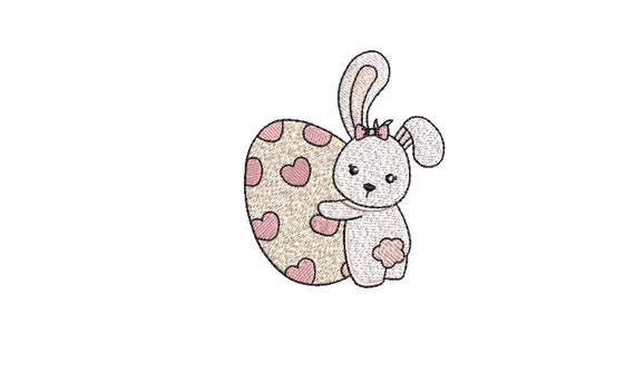 Bunny Heart Egg - Machine Embroidery File design 4 x 4 inch hoop - Easter Embroidery Design