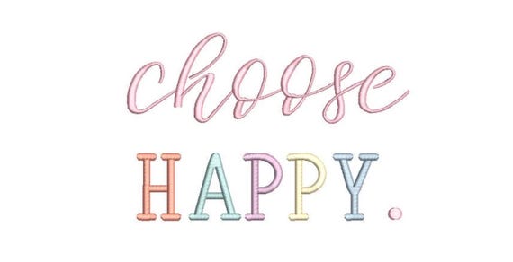 Choose Happy Machine Embroidery File design  - 8 x 8 inch hoop - Rainbow Embroidery Design