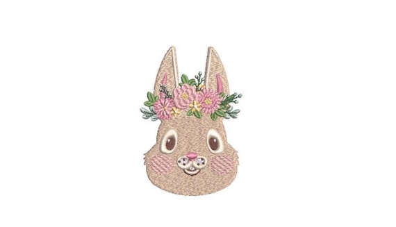 Machine Embroidery Bunny with Flowers - Embroidery File design - 4x4 inch hoop - 10cm x 10cm hoop