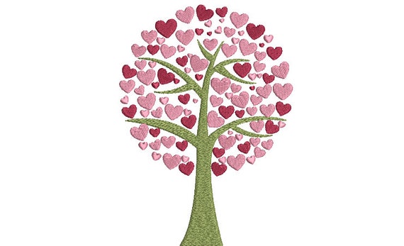 Valentines Embroidery Design - Heart Tree - Machine Embroidery File design - 5x7 inch hoop - Instant Download